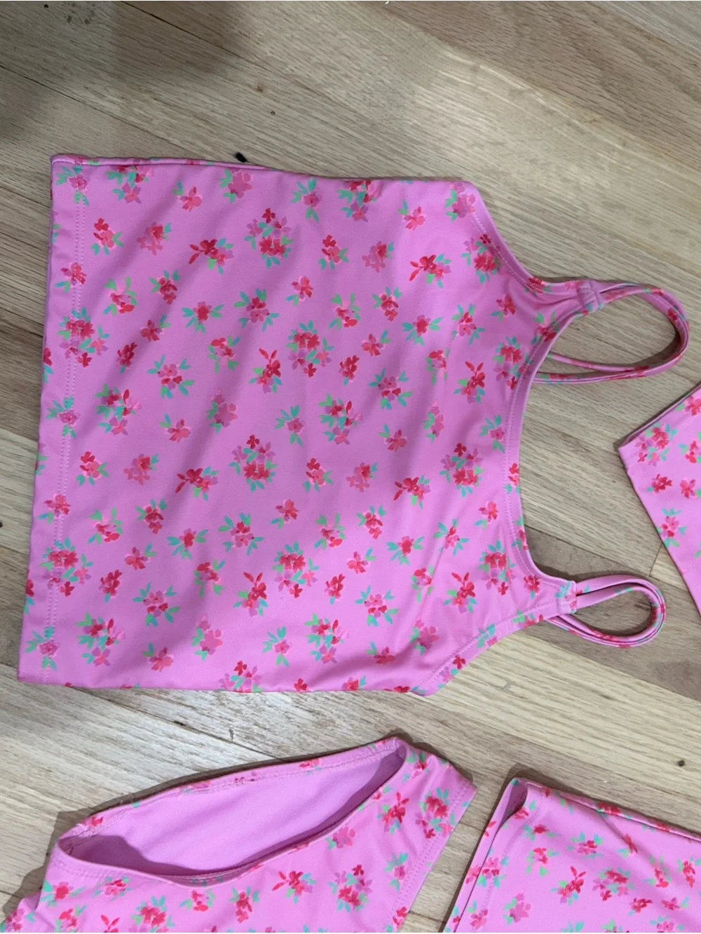 The Children's Place Pink Floral Swim Set - 3pc size 7/8